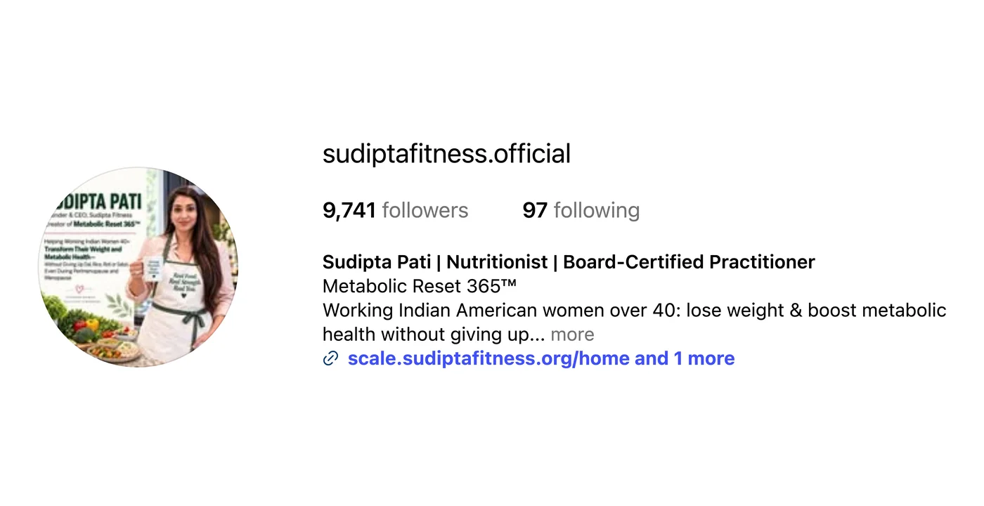 Sudipta Pati's Instagram profile, @sudiptafitness.official, 9,741 followers